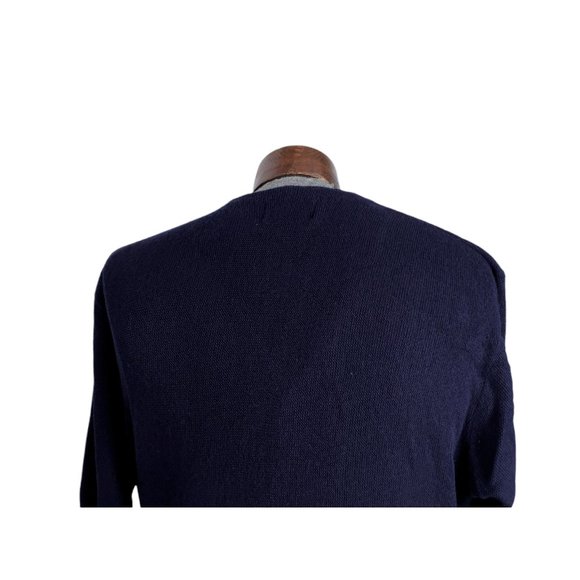 VTG CHALLENGER Men's Navy Blue Acrylic Turtle Logo Cardigan Size Large - Picture 4 of 8